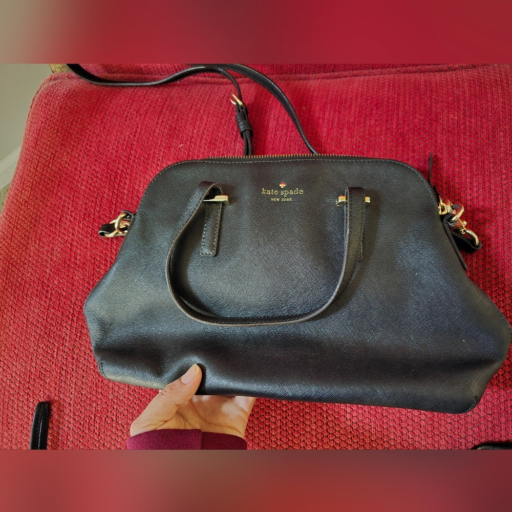 Kate Spade Black Purse with Gold Lettering